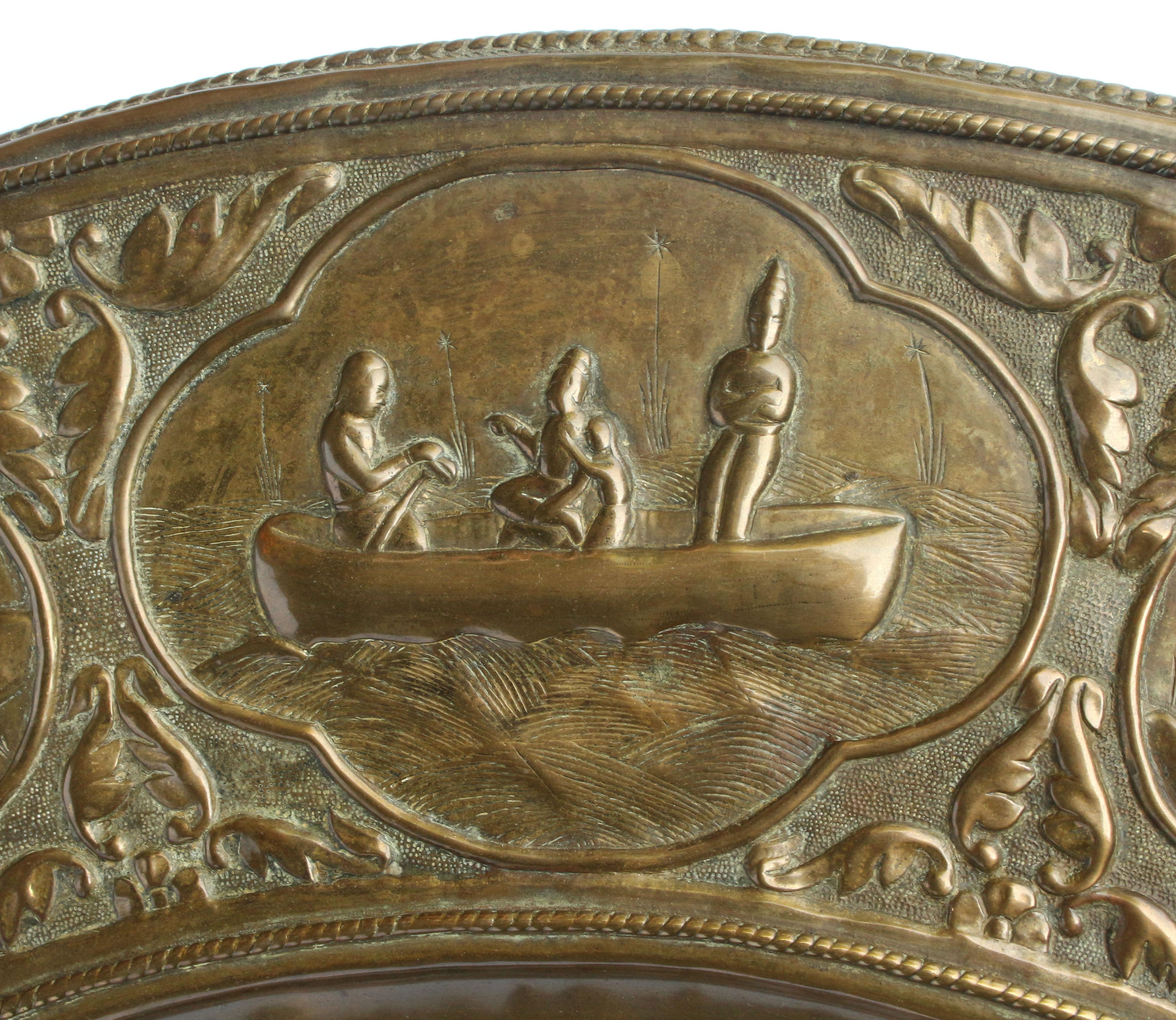 Patinated Brass Disc Depicting Scenes from the Ramayana 3