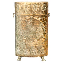 Patinated Brass Dutch Umbrella Stand, 1900s