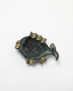 Patinated Brass, Fish Shaped Ashtray