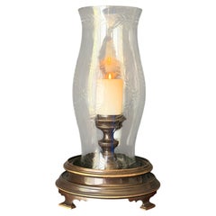 Patinated Brass Hurricane Candle Holder by Chapman