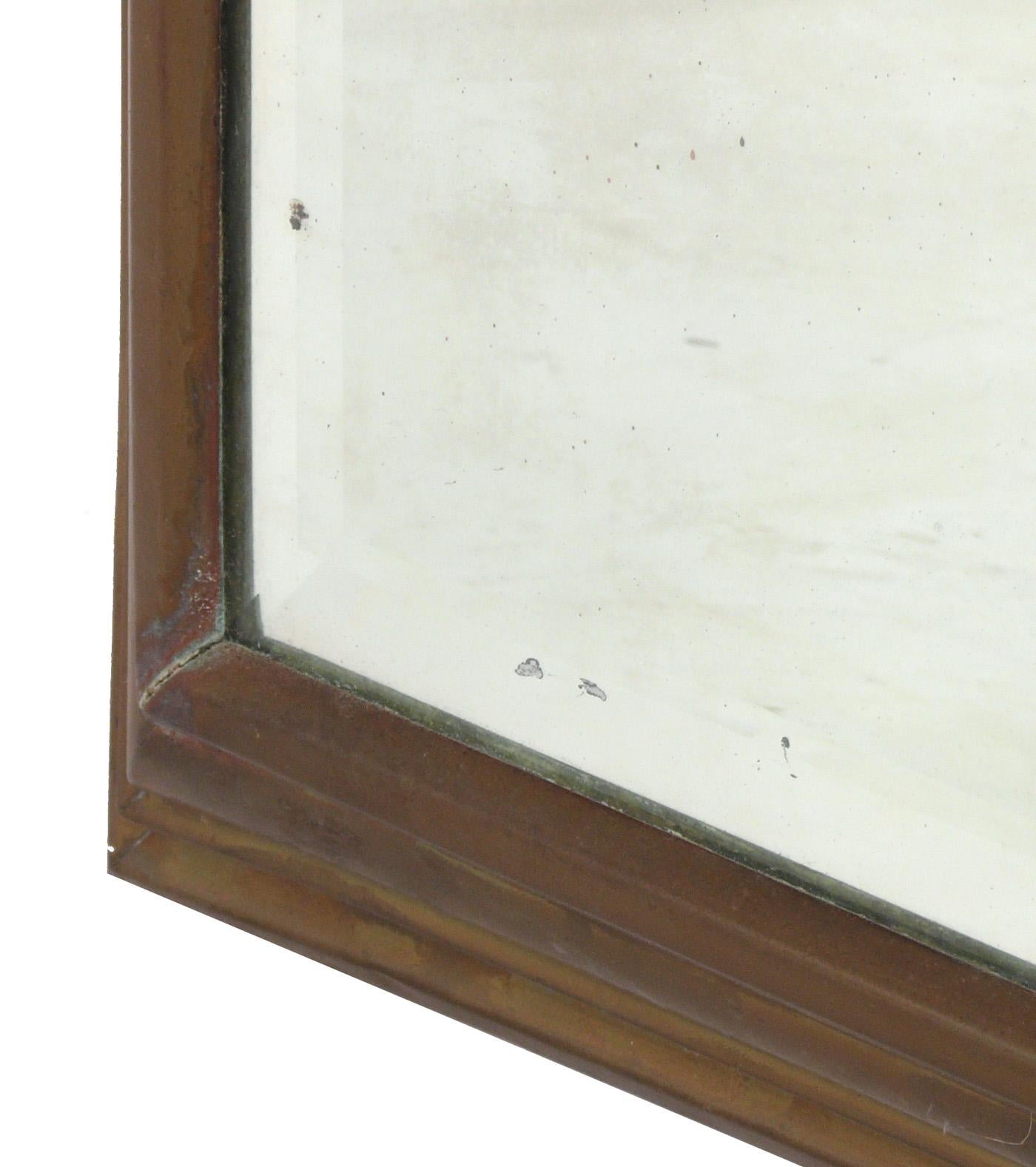 American Patinated Brass Mirror, circa 1940s For Sale