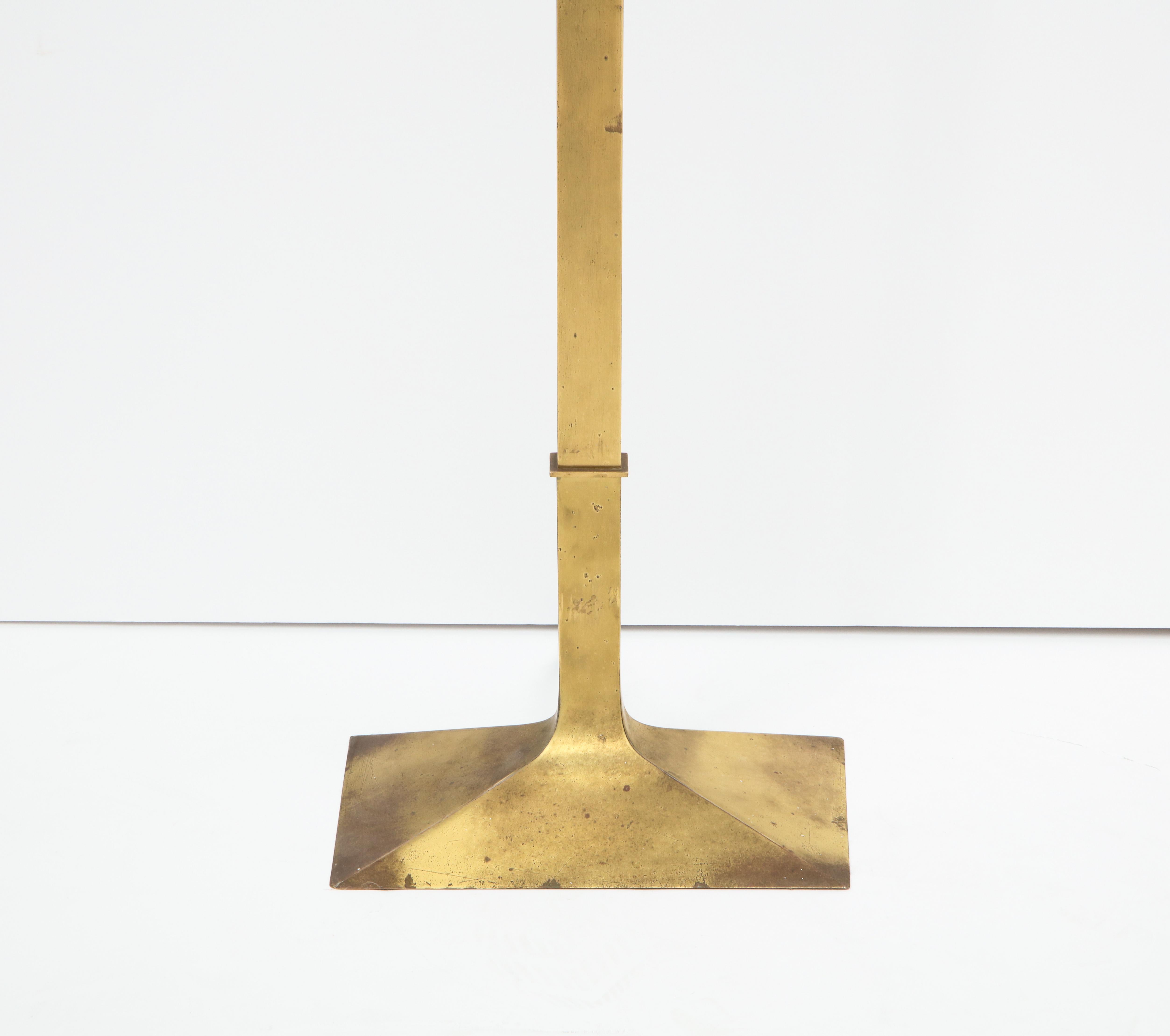 Italian Patinated Brass Modernist Floor Lamp, Italy, 1980s