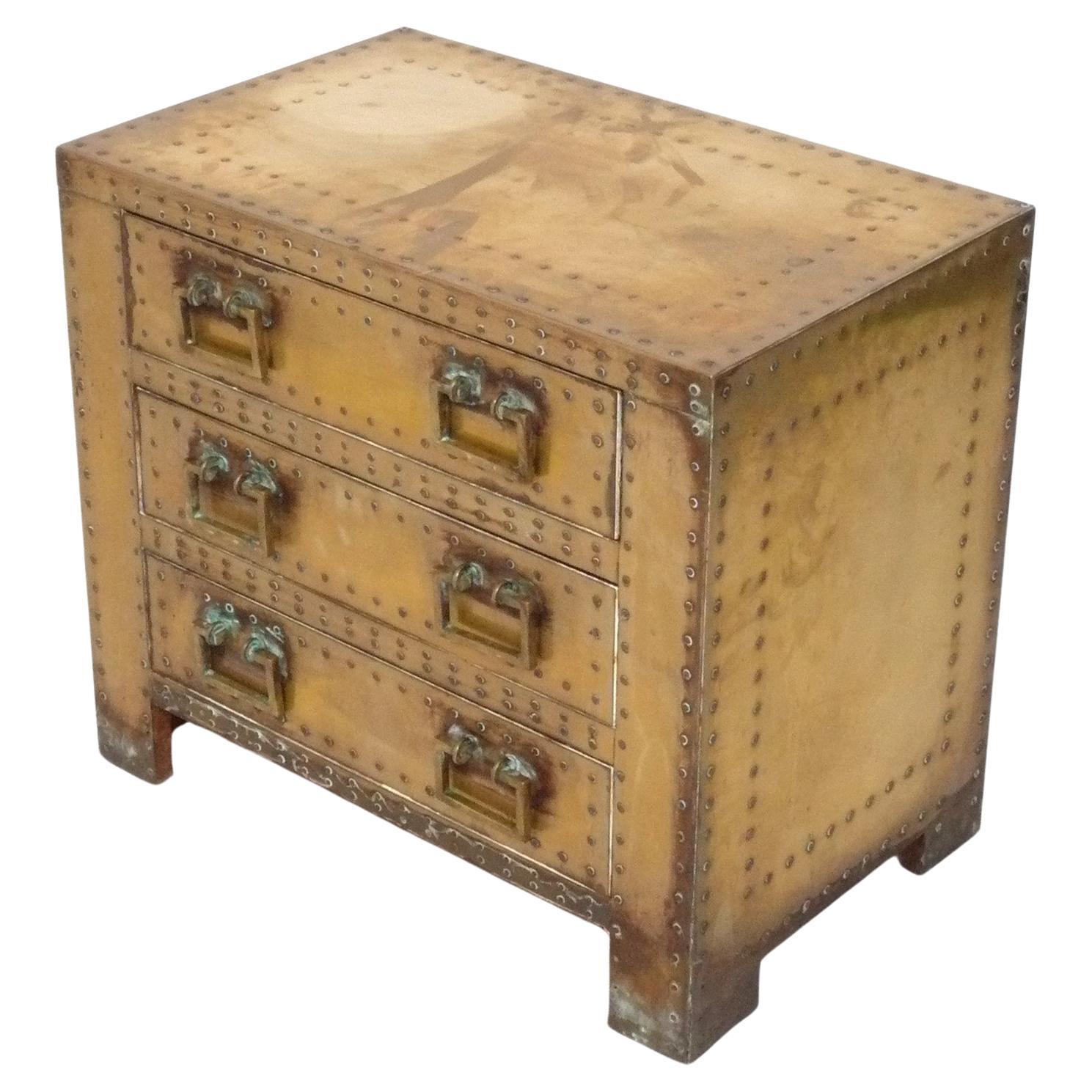 Patinated Brass Nightstand or Chest by Sarreid