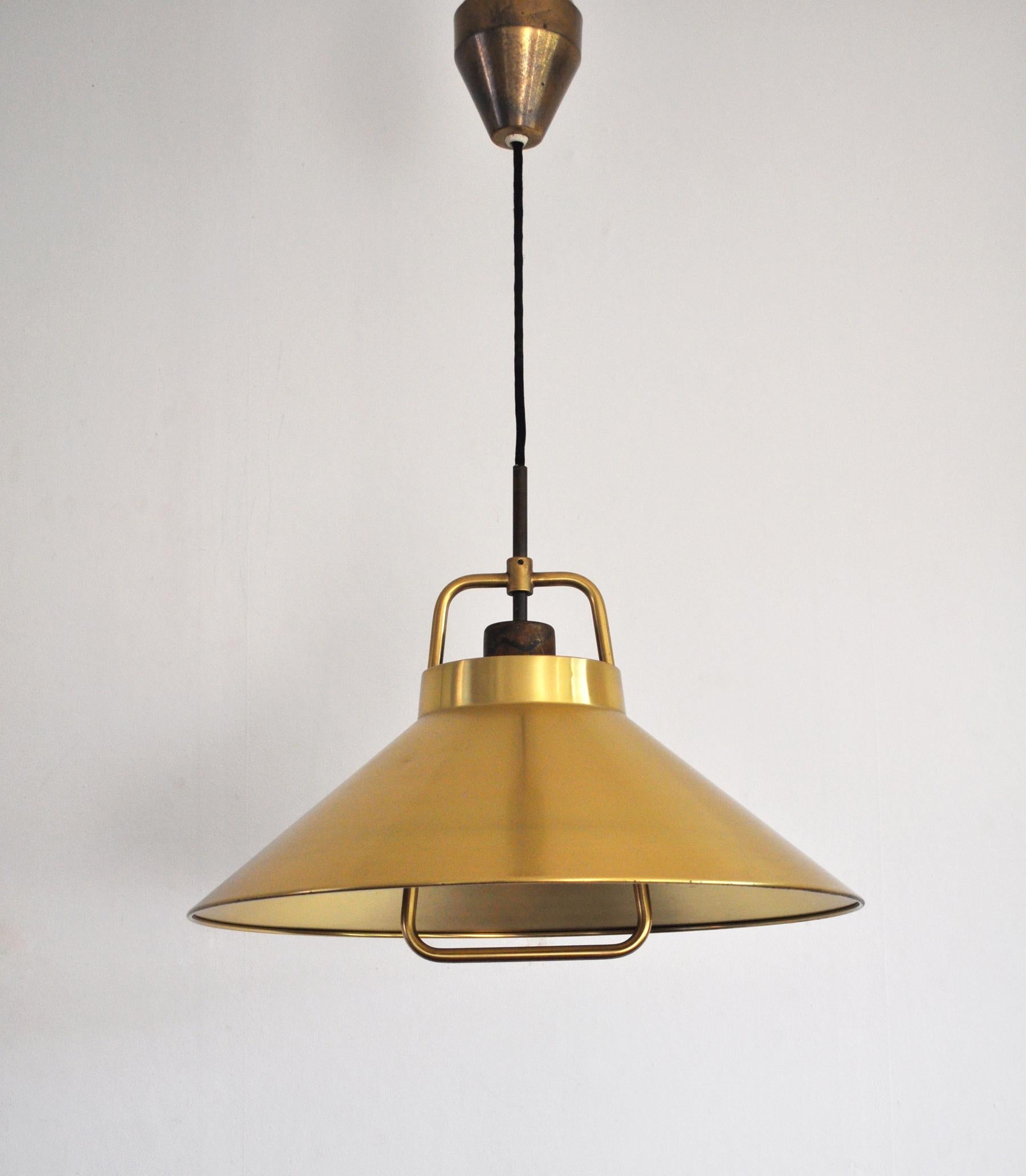 Scandinavian Modern Patinated Brass Pendant by Frits Schlegel for Lyfa, Denmark 1960s For Sale
