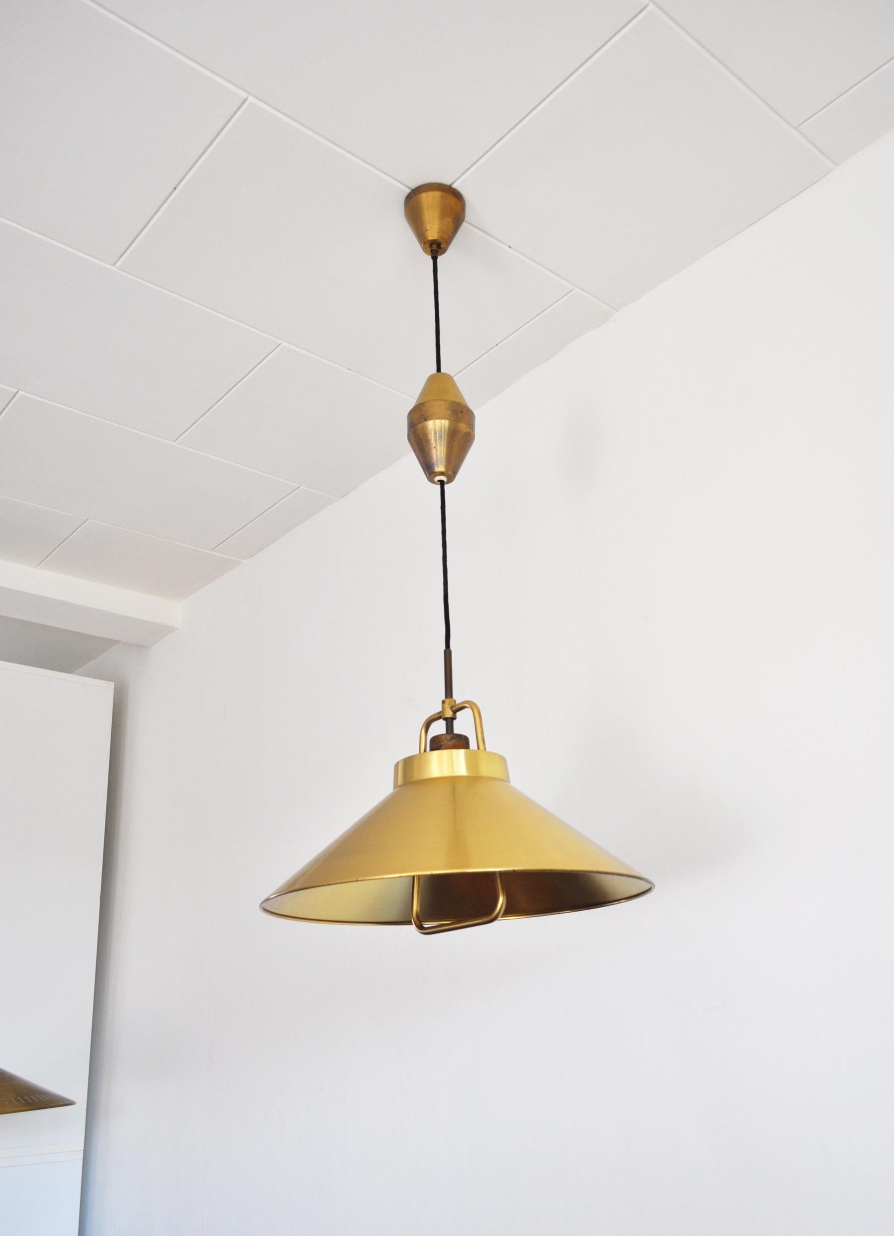 Danish Patinated Brass Pendant by Frits Schlegel for Lyfa, Denmark 1960s For Sale
