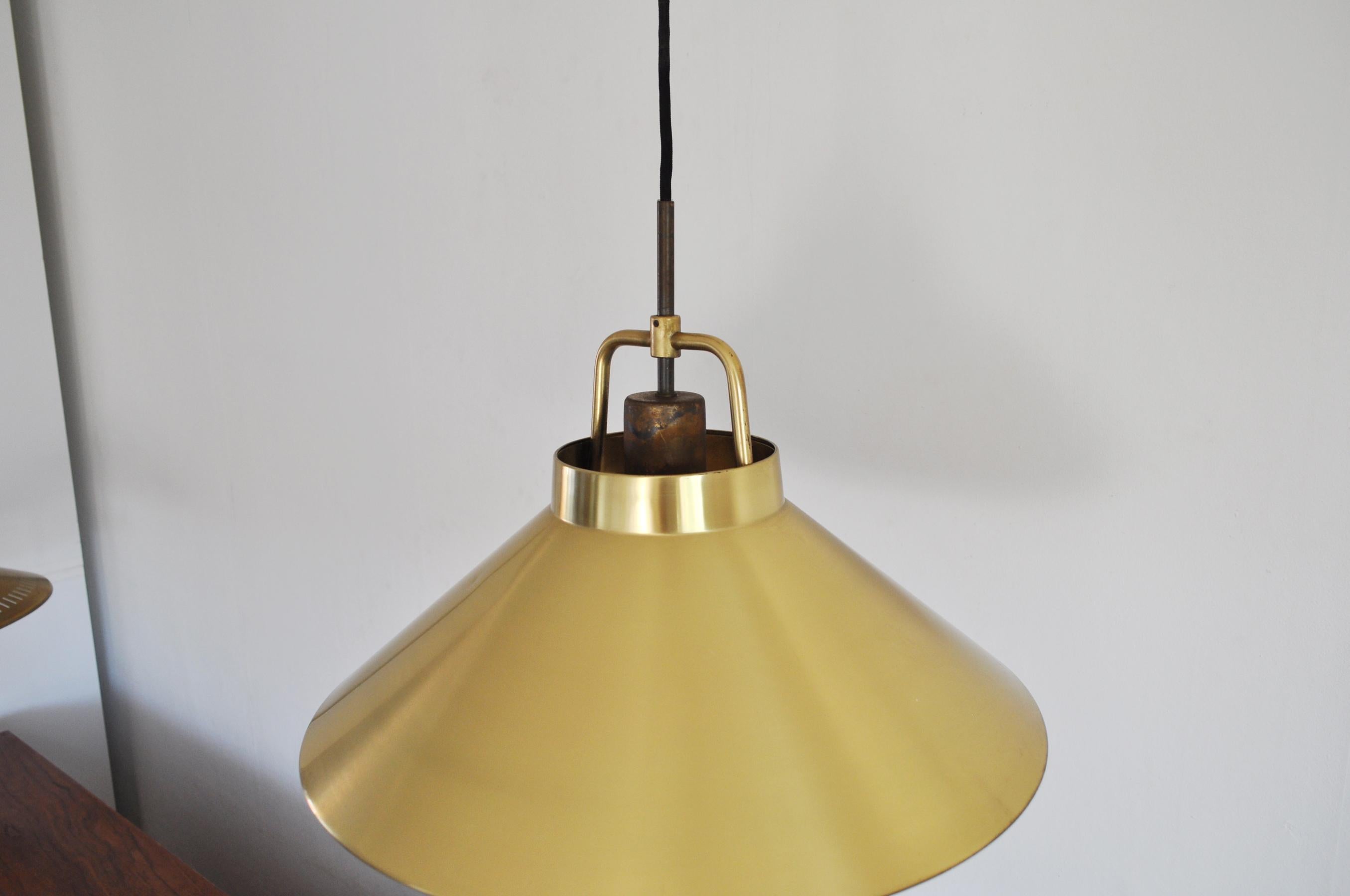 Patinated Brass Pendant by Frits Schlegel for Lyfa, Denmark 1960s In Good Condition For Sale In Vordingborg, DK