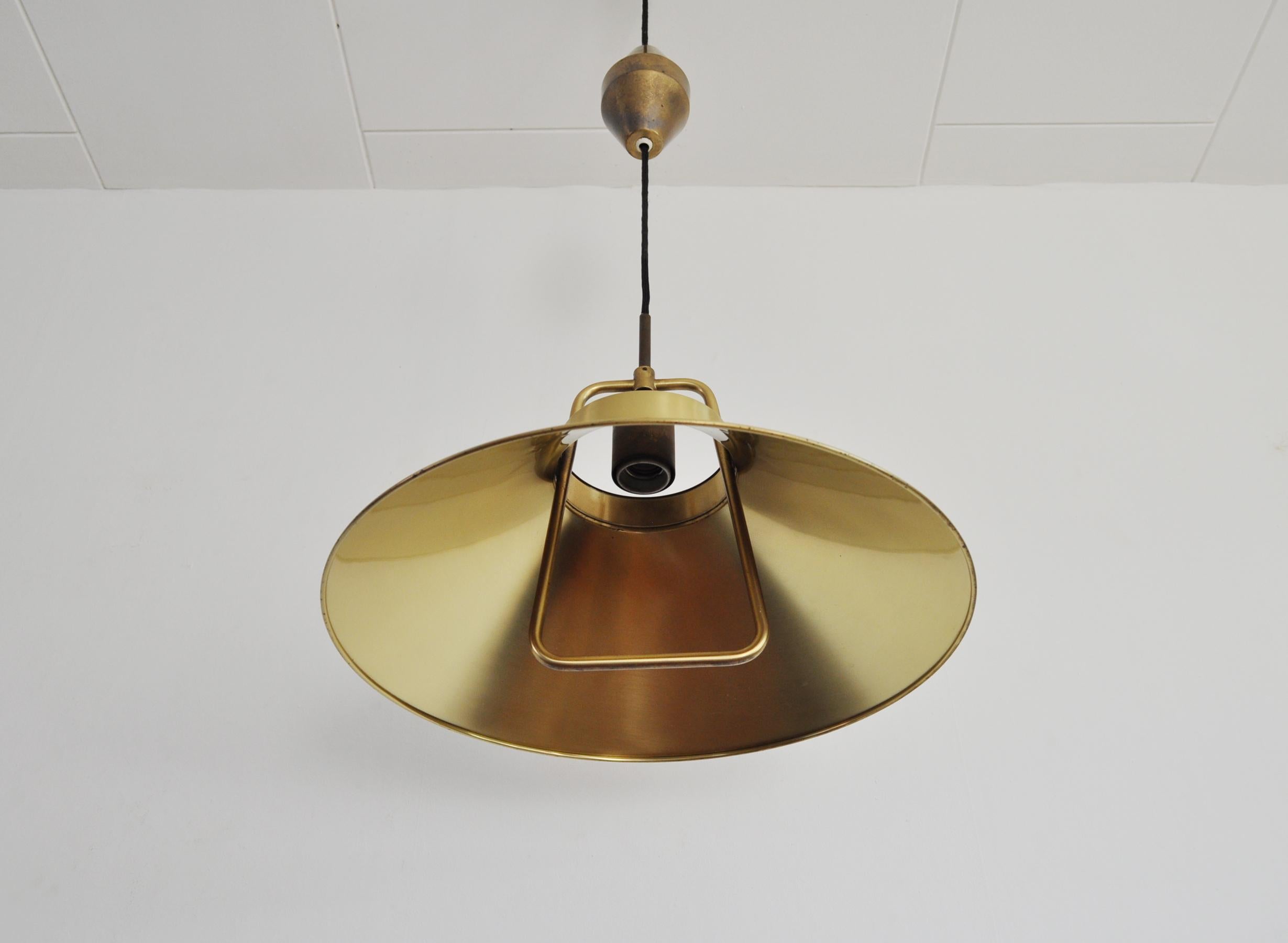 20th Century Patinated Brass Pendant by Frits Schlegel for Lyfa, Denmark 1960s For Sale