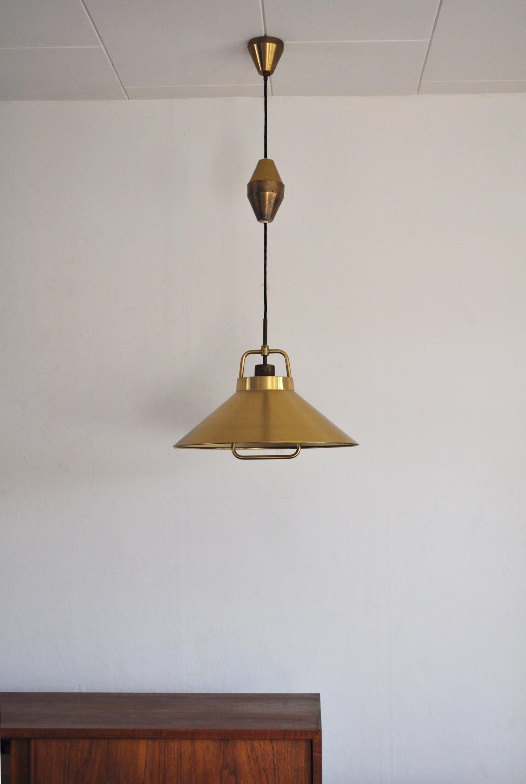 Patinated Brass Pendant by Frits Schlegel for Lyfa, Denmark 1960s For Sale 2