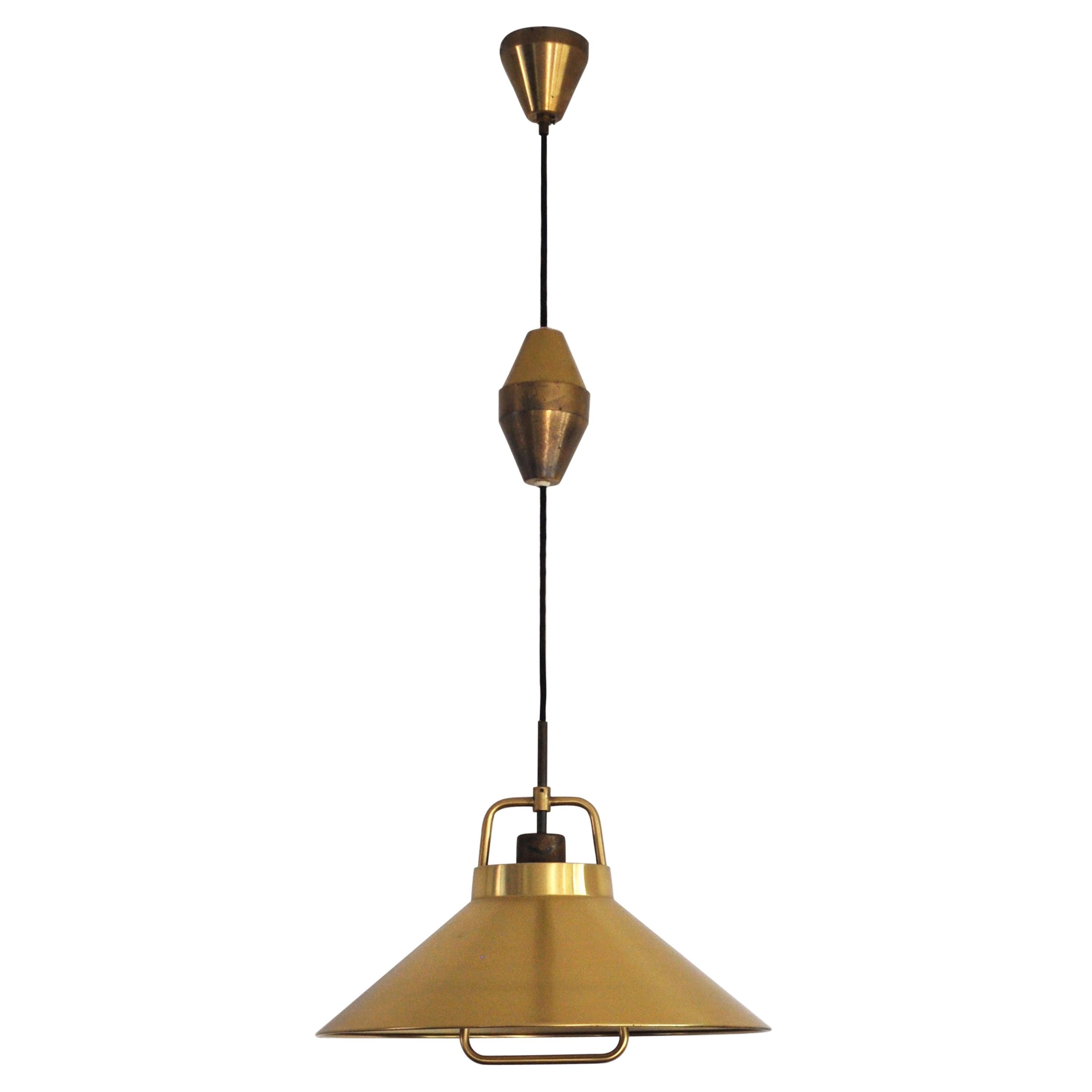 Patinated Brass Pendant by Frits Schlegel for Lyfa, Denmark 1960s