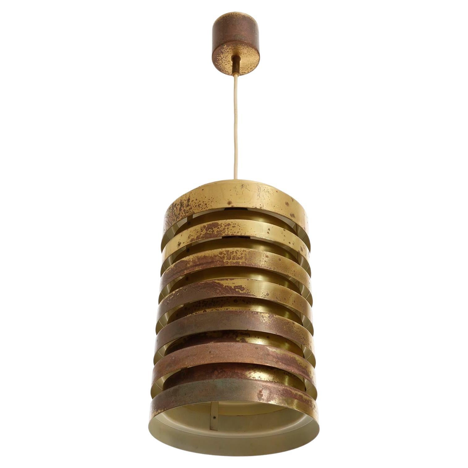 Scandinavian Modern Patinated Brass Pendant Light T487, Hans-Agne Jakobsson AB Markaryd Sweden, 1960 For Sale