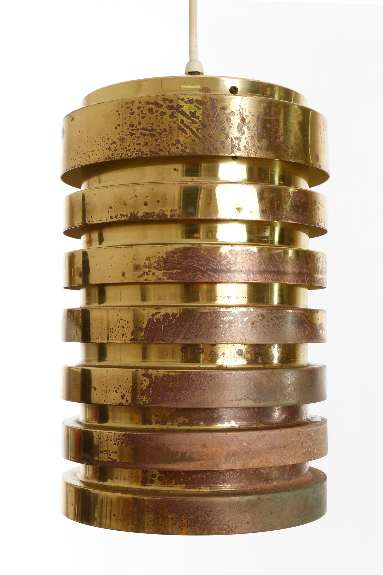 Patinated Brass Pendant Light T487, Hans-Agne Jakobsson AB Markaryd Sweden, 1960 For Sale 2