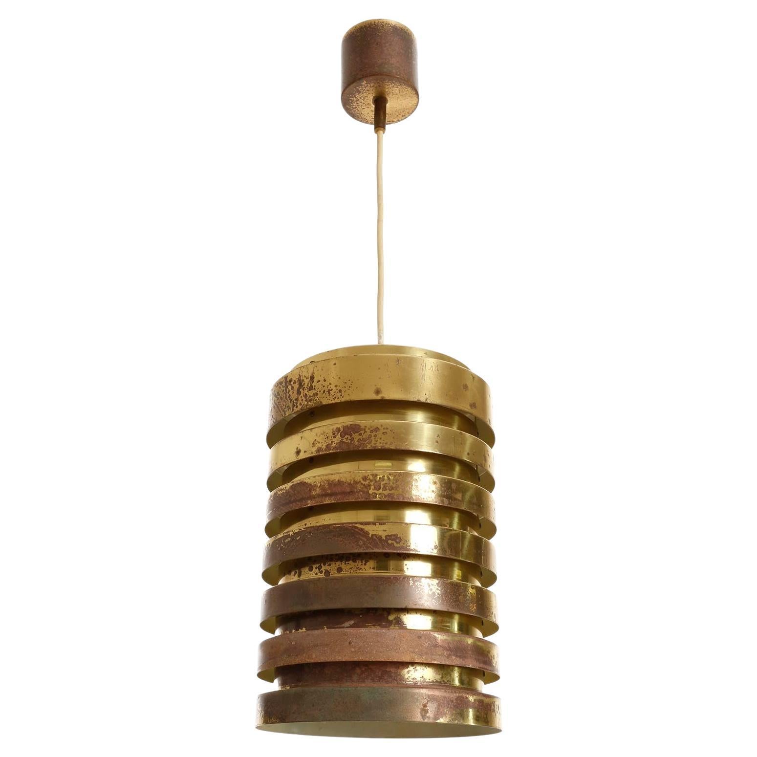 Patinated Brass Pendant Light T487, Hans-Agne Jakobsson AB Markaryd Sweden, 1960 For Sale