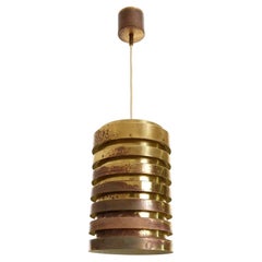Patinated Brass Pendant Light T487, Hans-Agne Jakobsson AB Markaryd Sweden, 1960