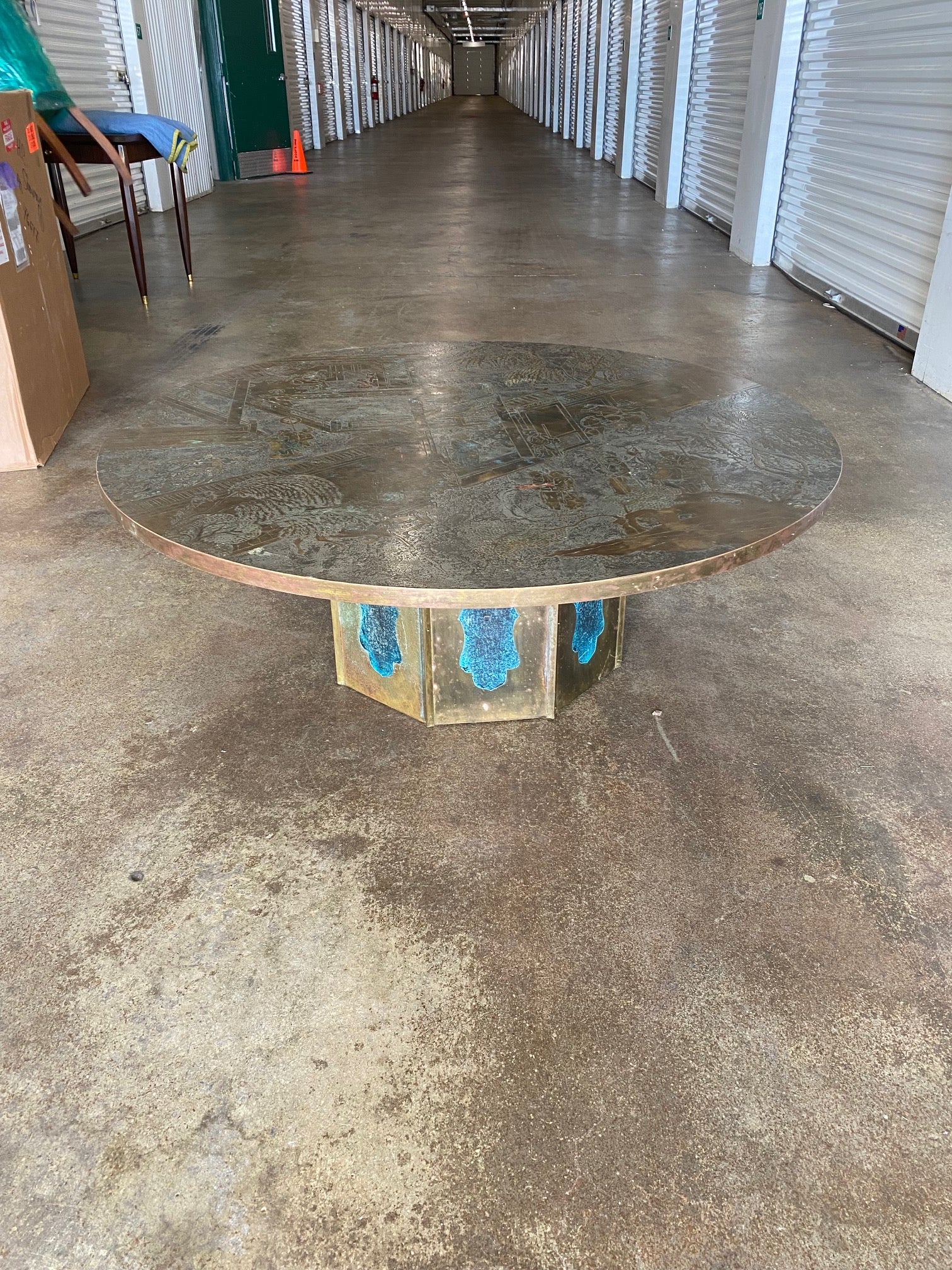 Patinated  Brass & Pewter "Chan"  Coffee Table by Philip and Kelvin Laverne For Sale
