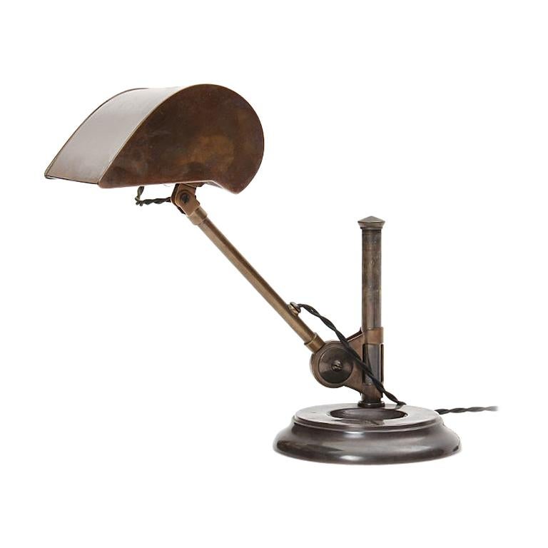 Patinated Brass Pivoting Banker S Desk Lamp At 1stdibs