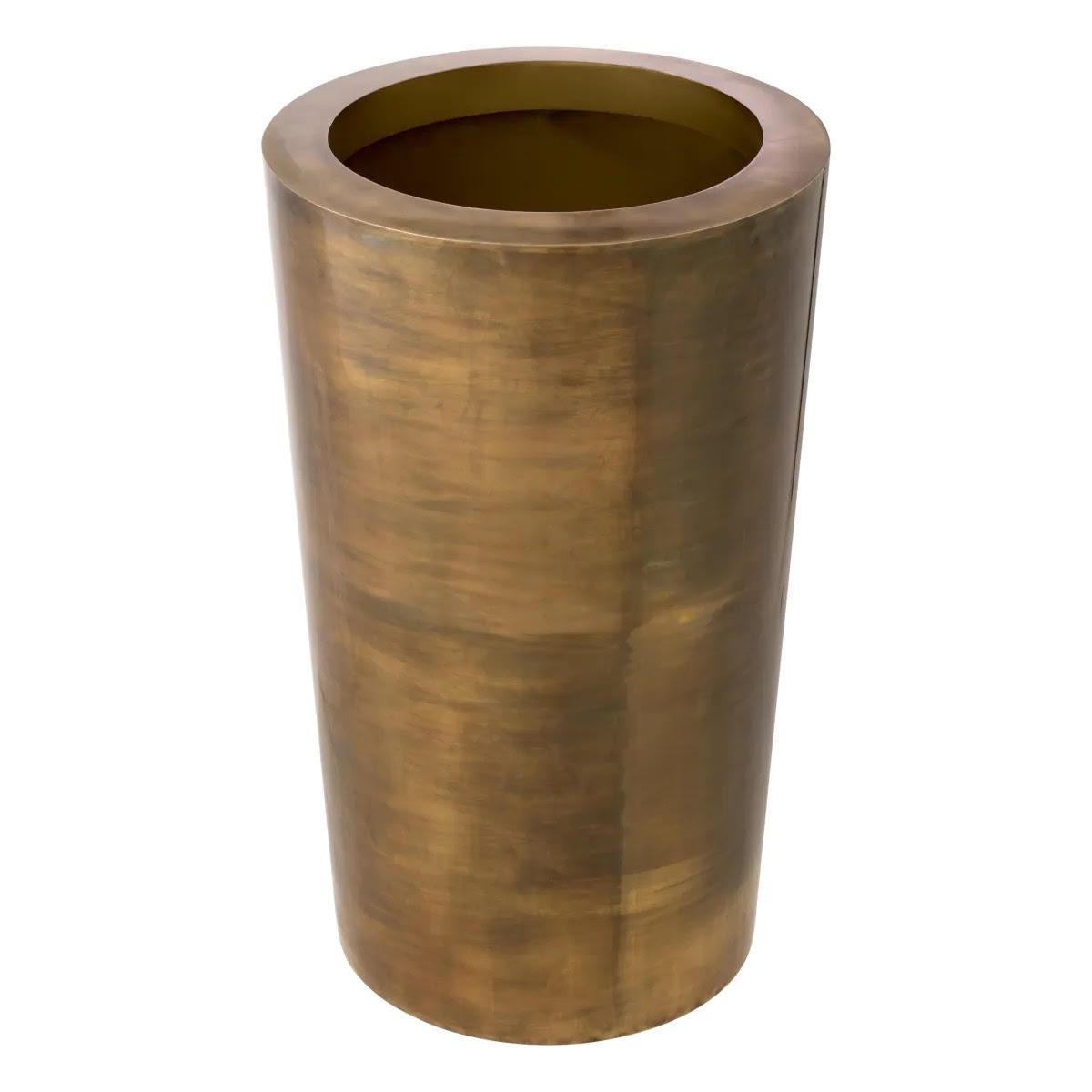 Modern Patinated Brass Planter, Handcrafted. For Sale