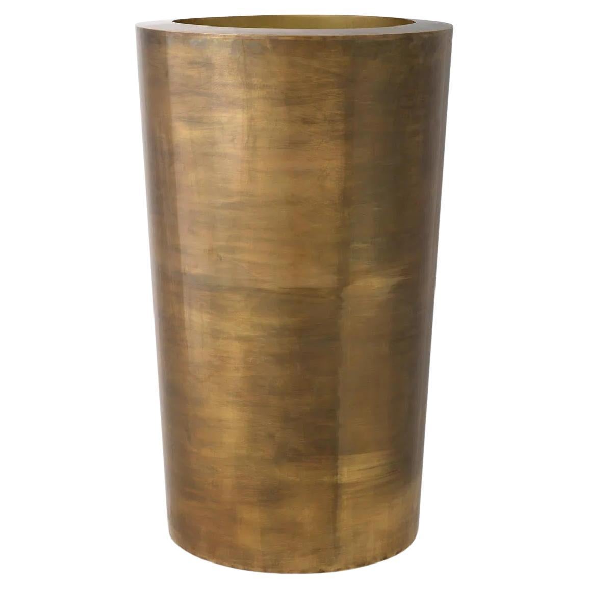 Patinated Brass Planter, Handcrafted.