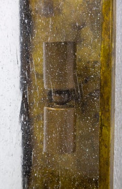 Patinated Brass Rectangle Box Sconces with Seeded Glass 'Pair'