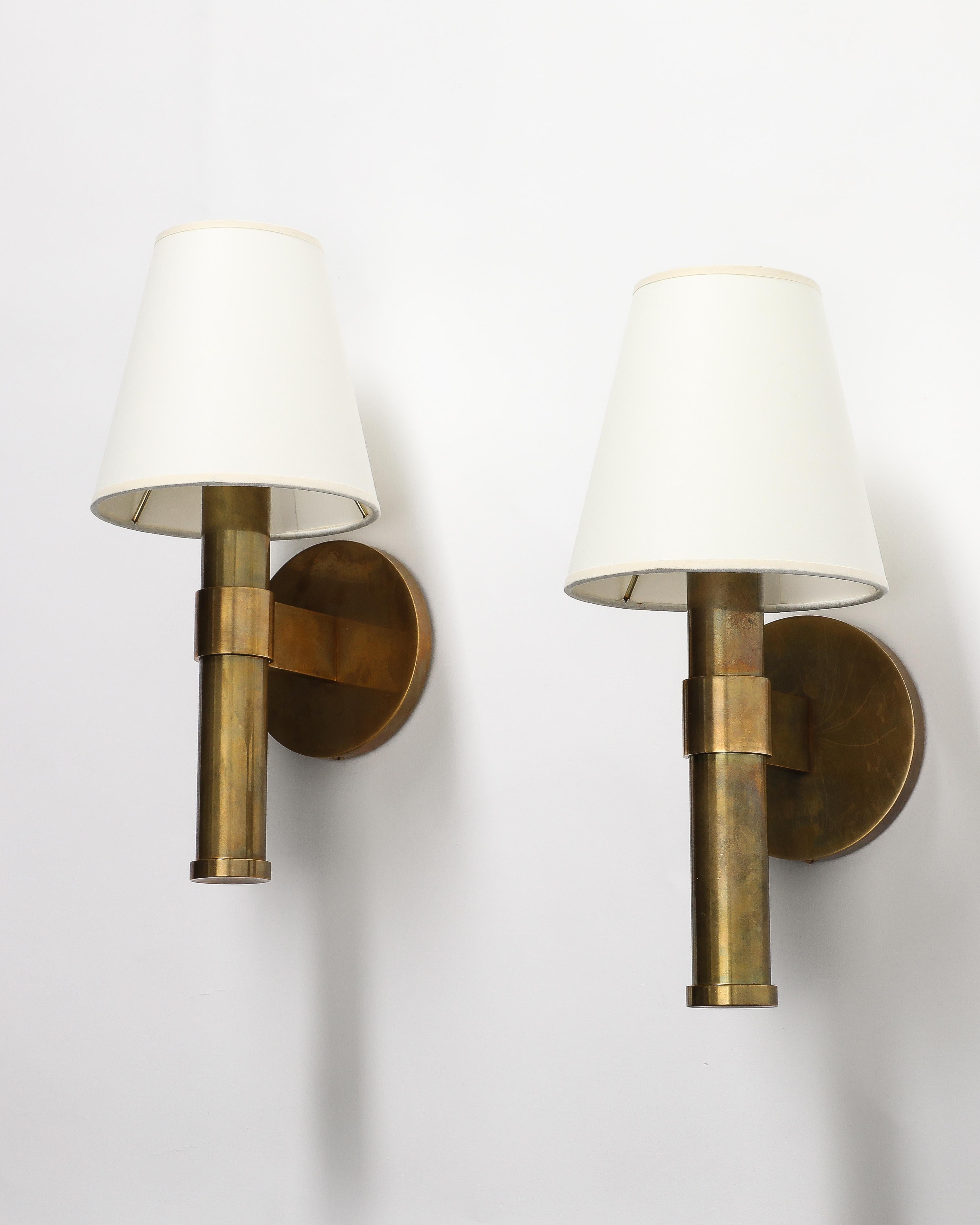 Patinated Brass Sconces by Robert Stilin For Sale 1