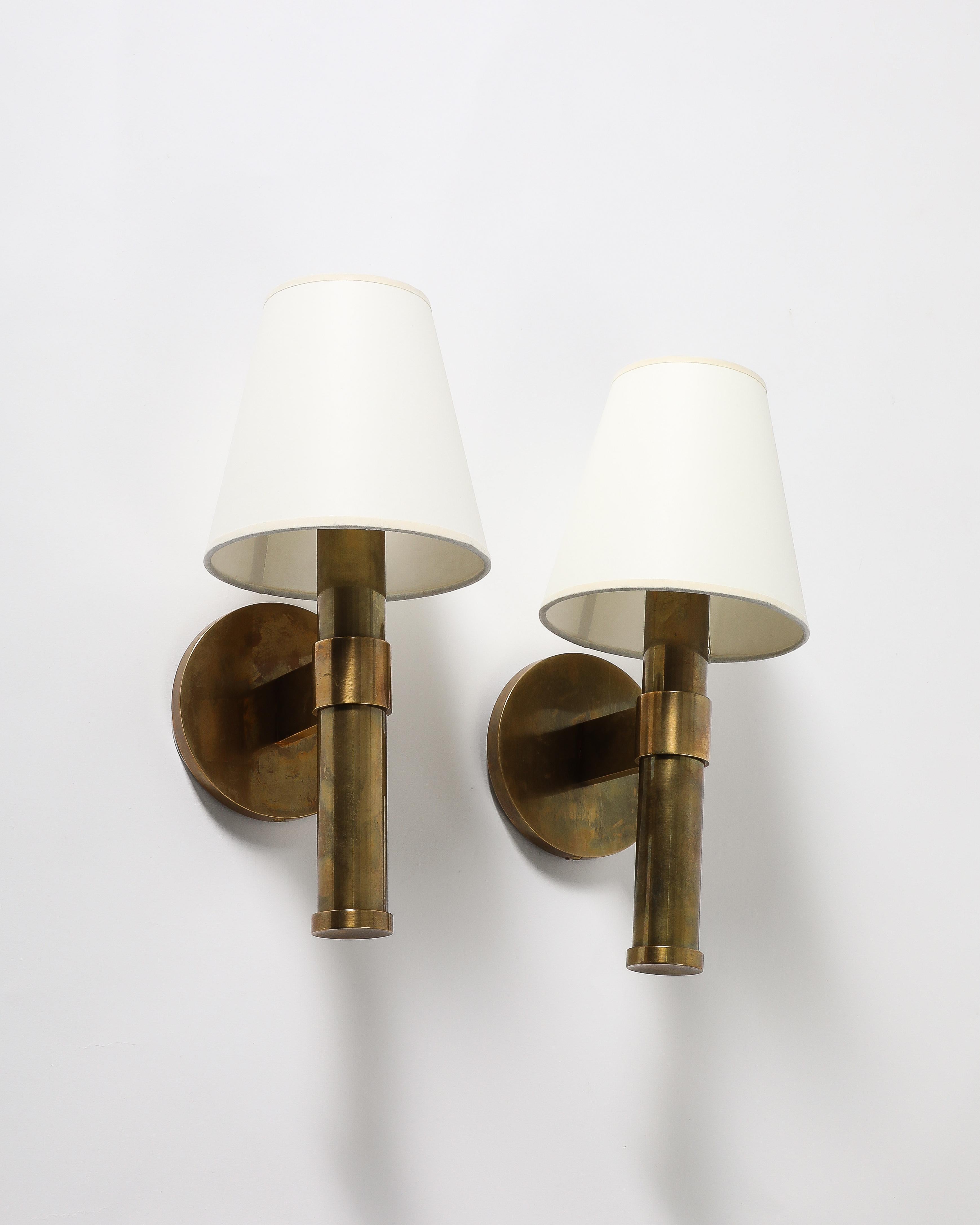 Patinated Brass Sconces by Robert Stilin For Sale 2