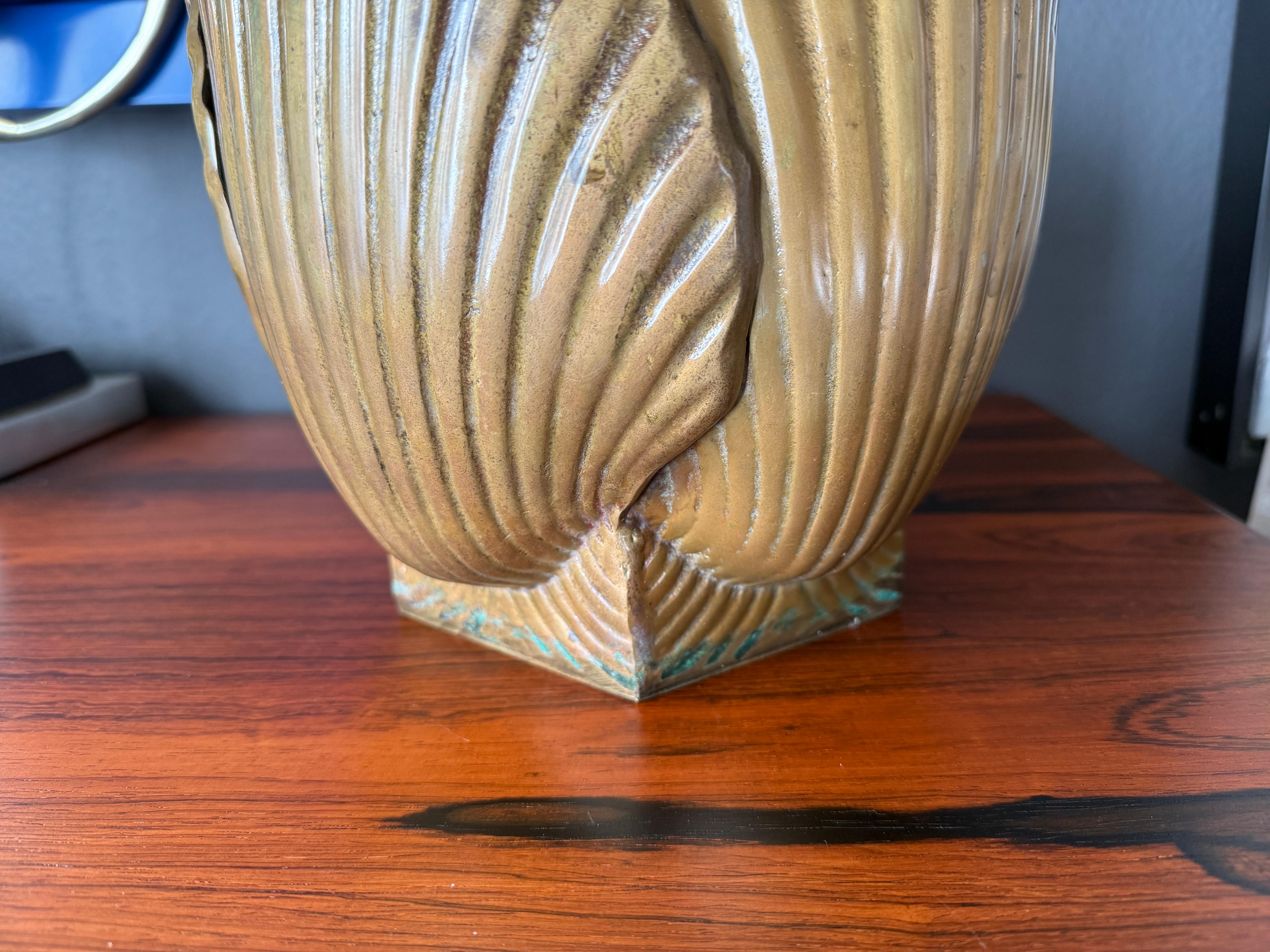 Patinated Brass Sea Shell Planter For Sale 4
