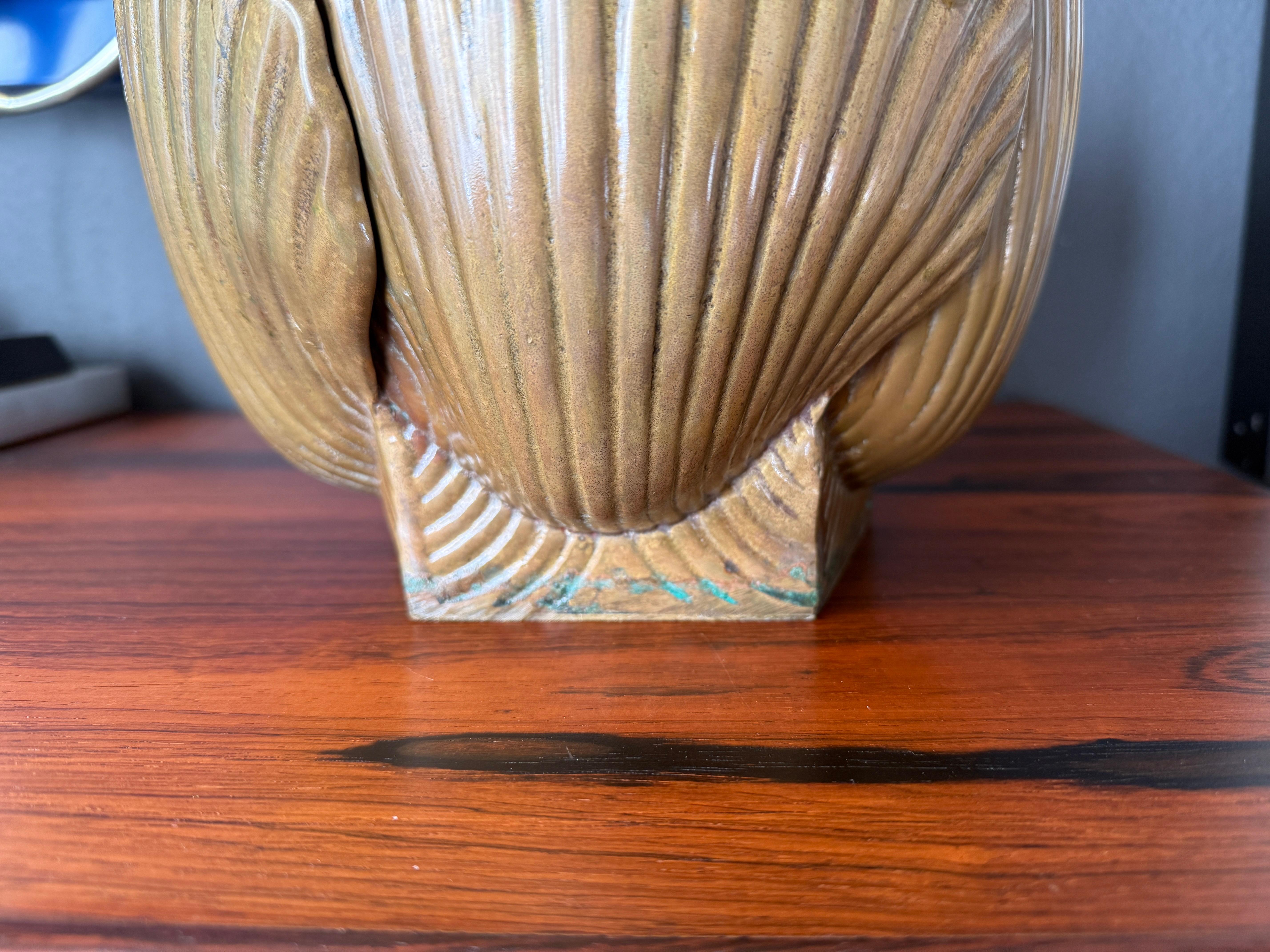 Patinated Brass Sea Shell Planter For Sale 5