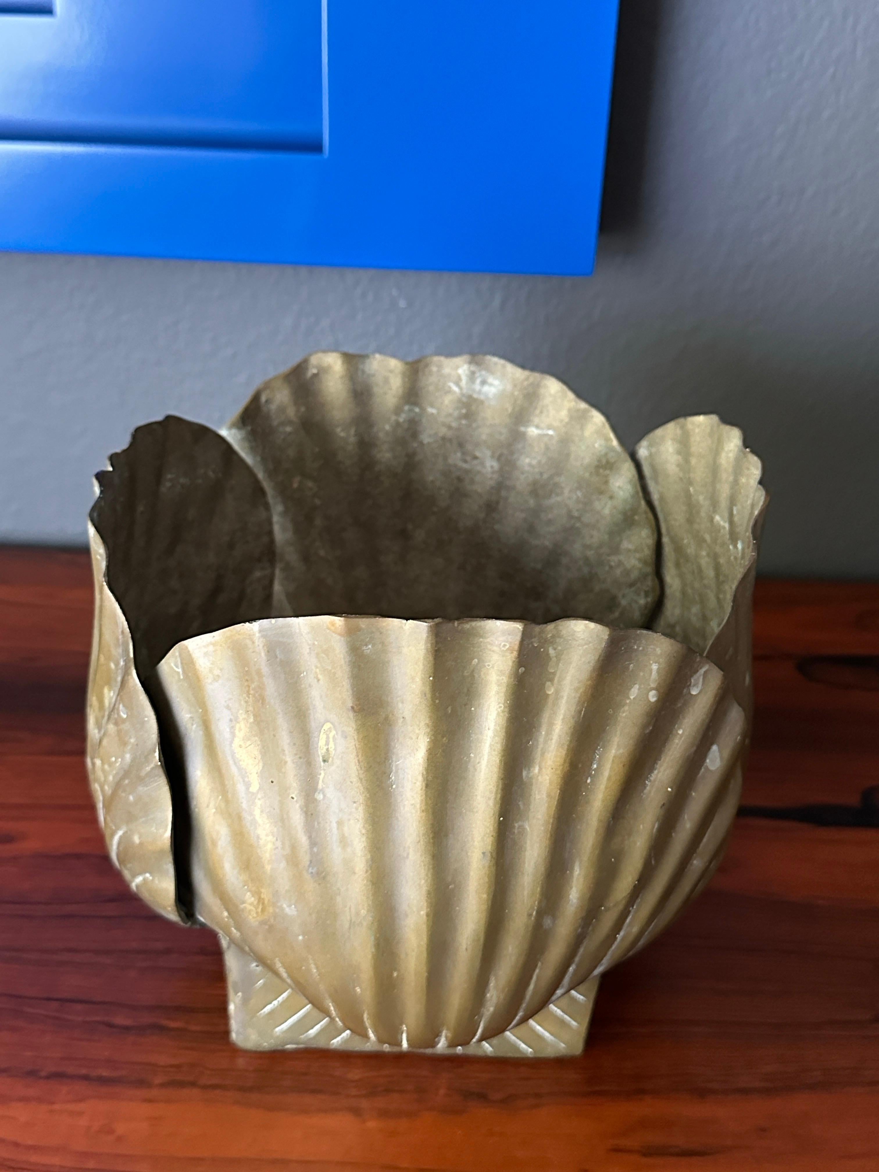Korean Patinated Brass Sea Shell Planter