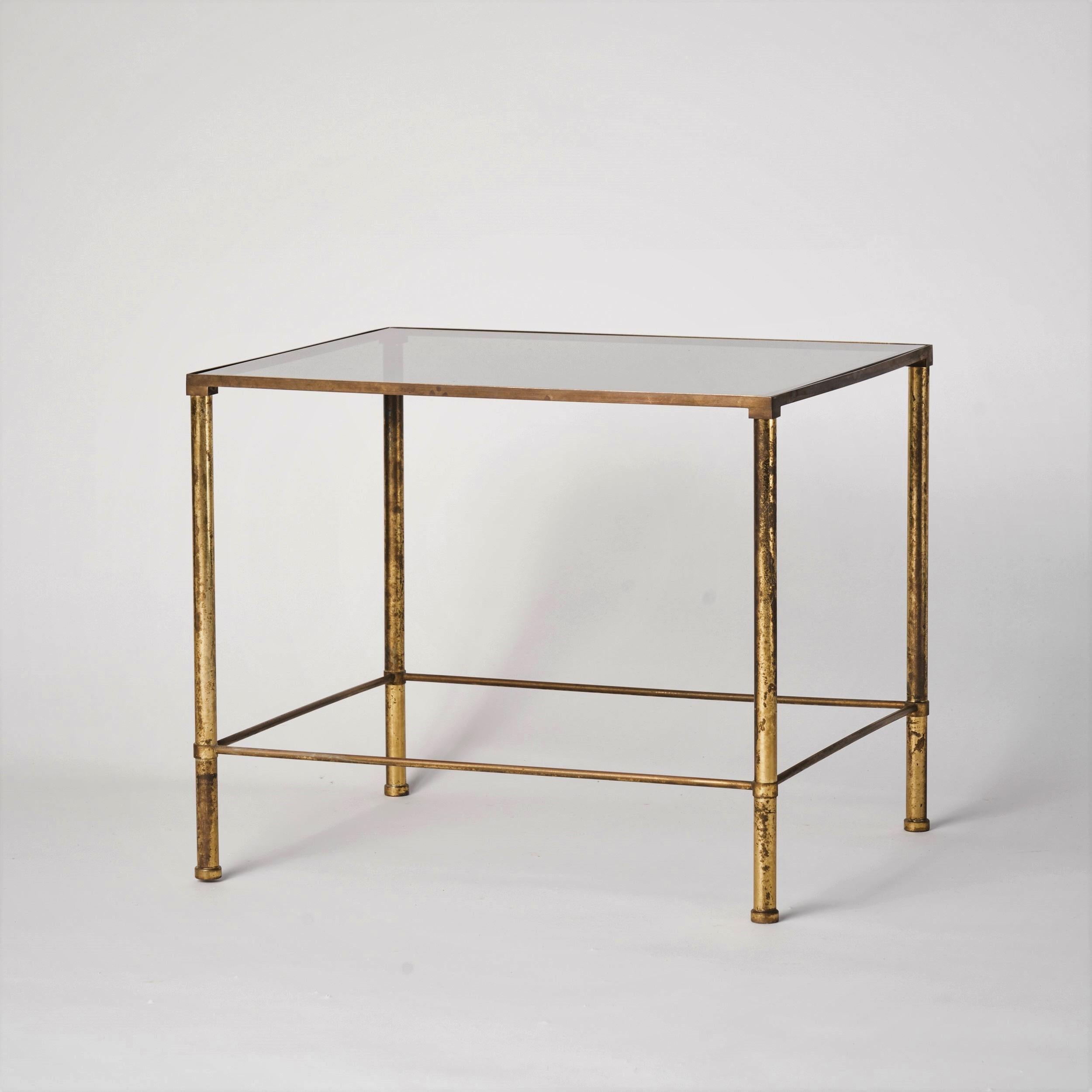 Patinated Brass Side Table, Italy, 1970's In Fair Condition For Sale In New York, NY
