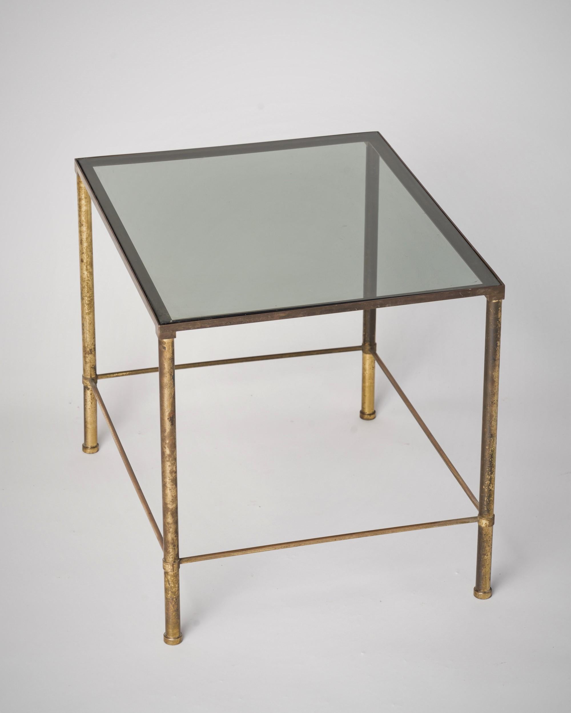 Late 20th Century Patinated Brass Side Table, Italy, 1970's For Sale