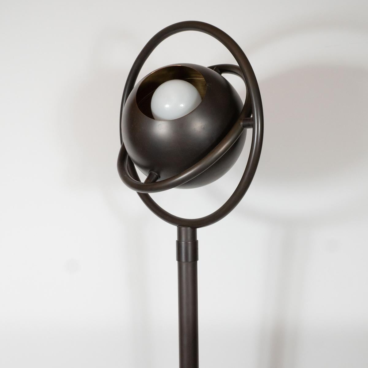 Patinated Brass Space Age Orbital Floor Lamp For Sale 5