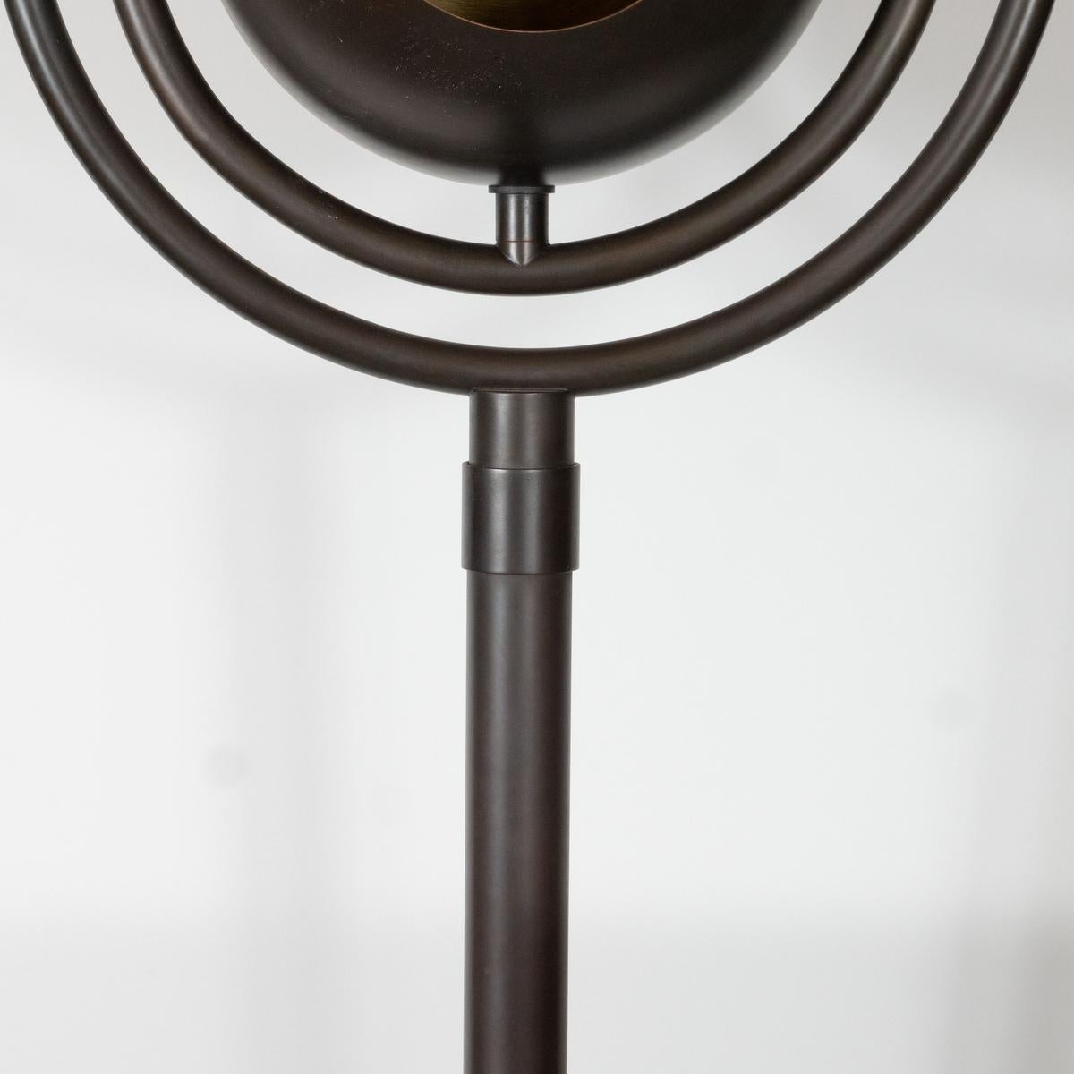 American Patinated Brass Space Age Orbital Floor Lamp For Sale