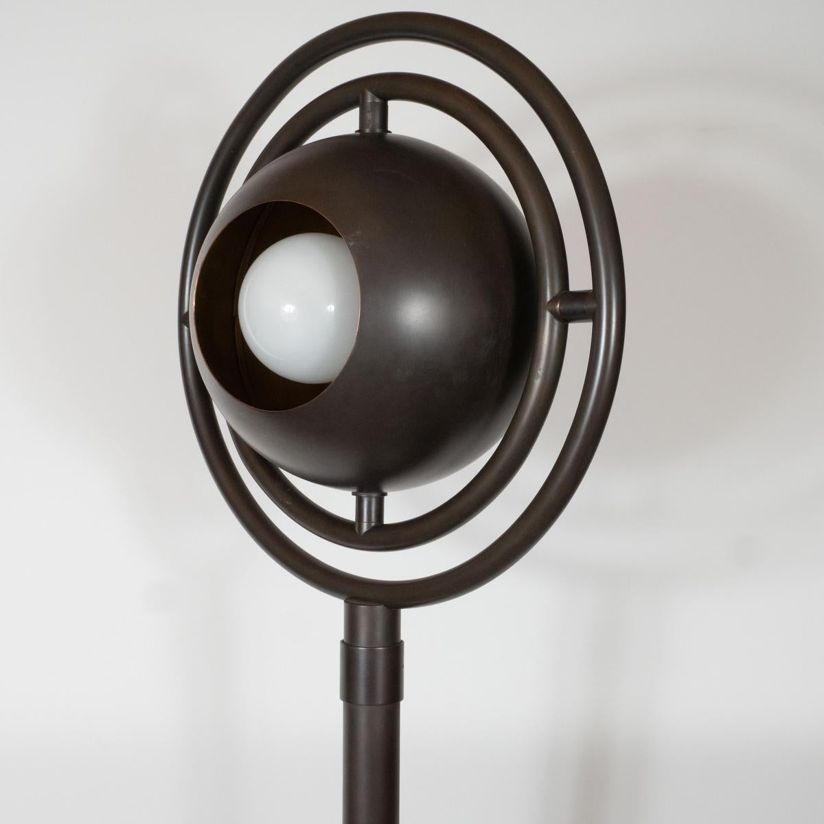 Patinated Brass Space Age Orbital Floor Lamp For Sale 2