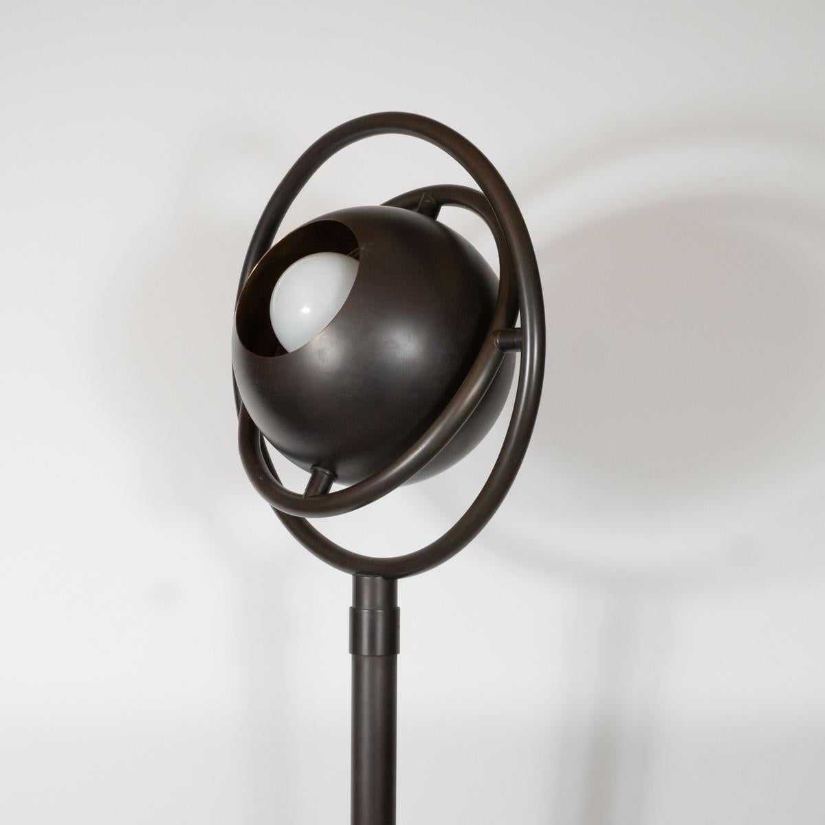 Patinated Brass Space Age Orbital Floor Lamp For Sale 3