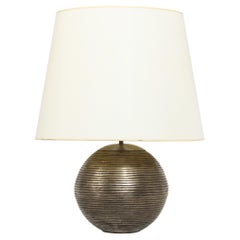 Patinated Brass Spherical Table Lamp, France 1960s
