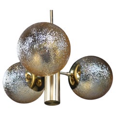 Patinated Brass Sputnik Chandelier with 3 Gold-Colored Globes, Germany 1960s