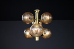 Patinated Brass Sputnik Chandelier with Six Gold-Colored Globes, Germany 1960s