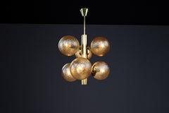 Patinated Brass Sputnik Chandelier with Six Gold-Colored Globes, Germany 1960s