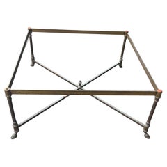 Base per tavolino quadrato in ottone patinato Hollywood Regency italiano