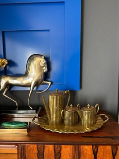 Patinated Brass Tea Set Attributed to Salvador Terran
