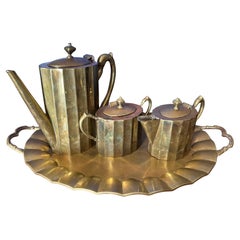 Patinated Brass Tea Set Attributed to Salvador Terran