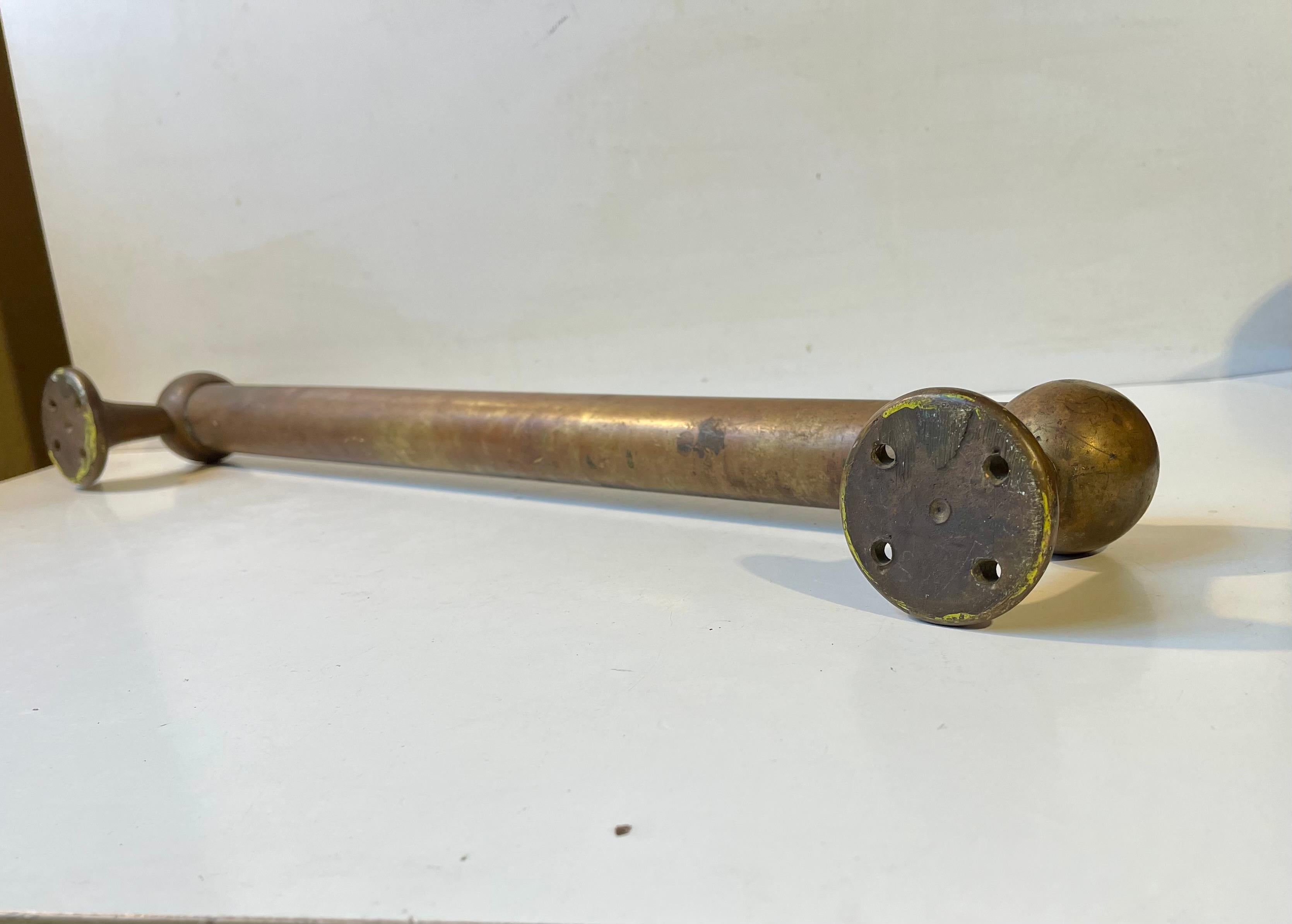 Patinated Brass Towel Rack for Kitchen, Bathroom or Stairway, 1950s In Good Condition For Sale In Esbjerg, DK