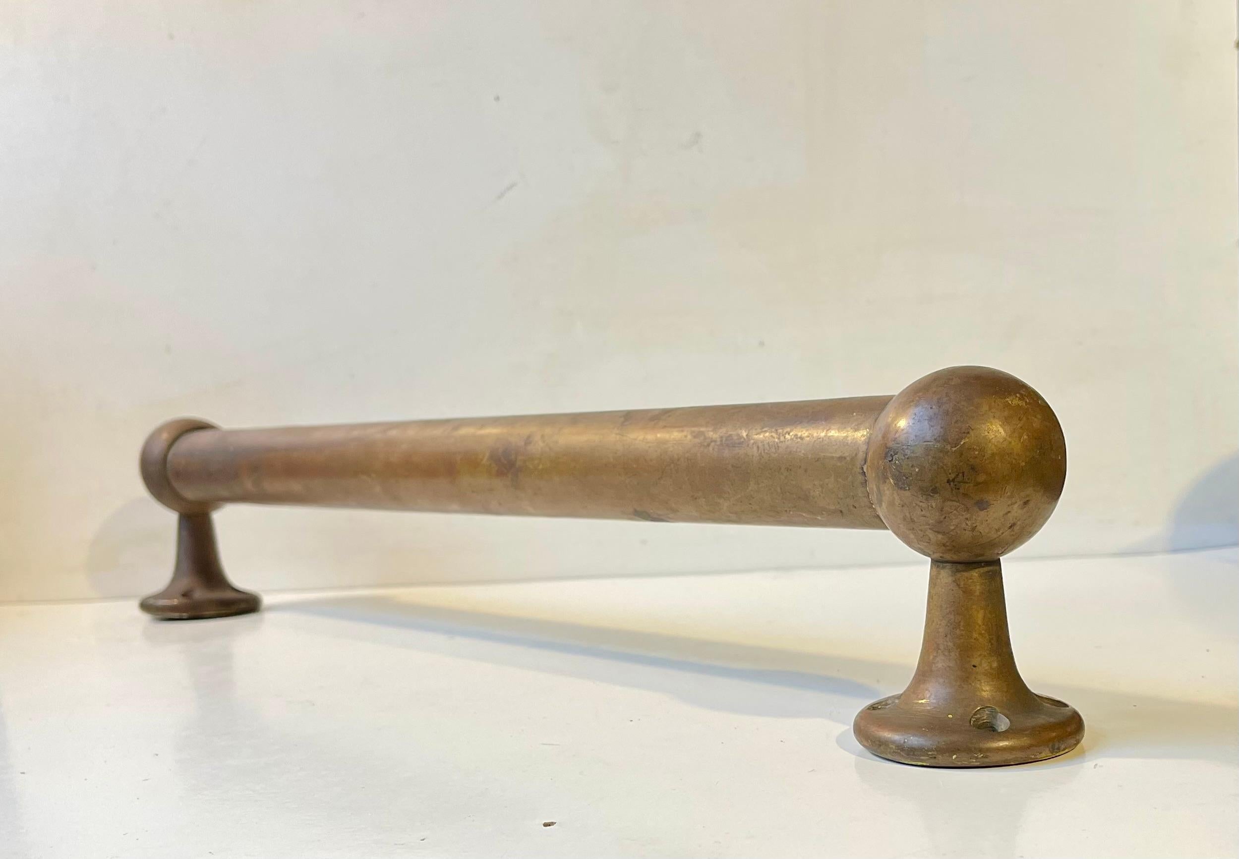 Patinated Brass Towel Rack for Kitchen, Bathroom or Stairway, 1950s For Sale 1