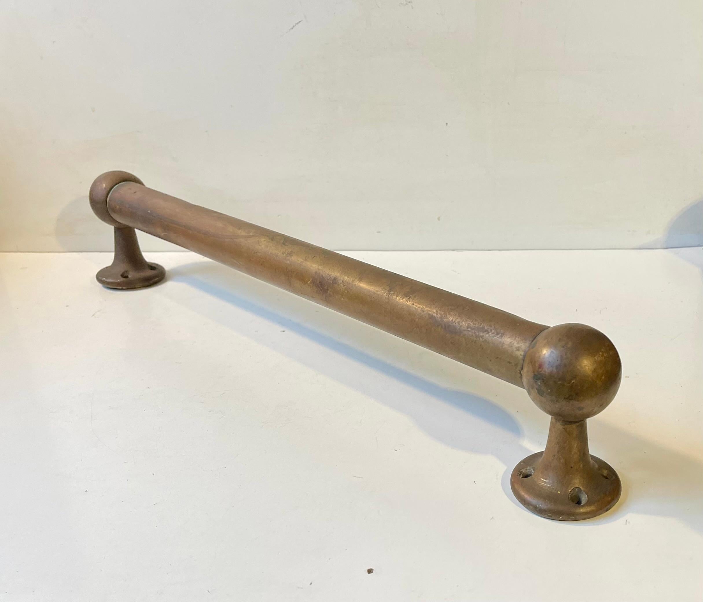 Patinated Brass Towel Rack for Kitchen, Bathroom or Stairway, 1950s For Sale 2