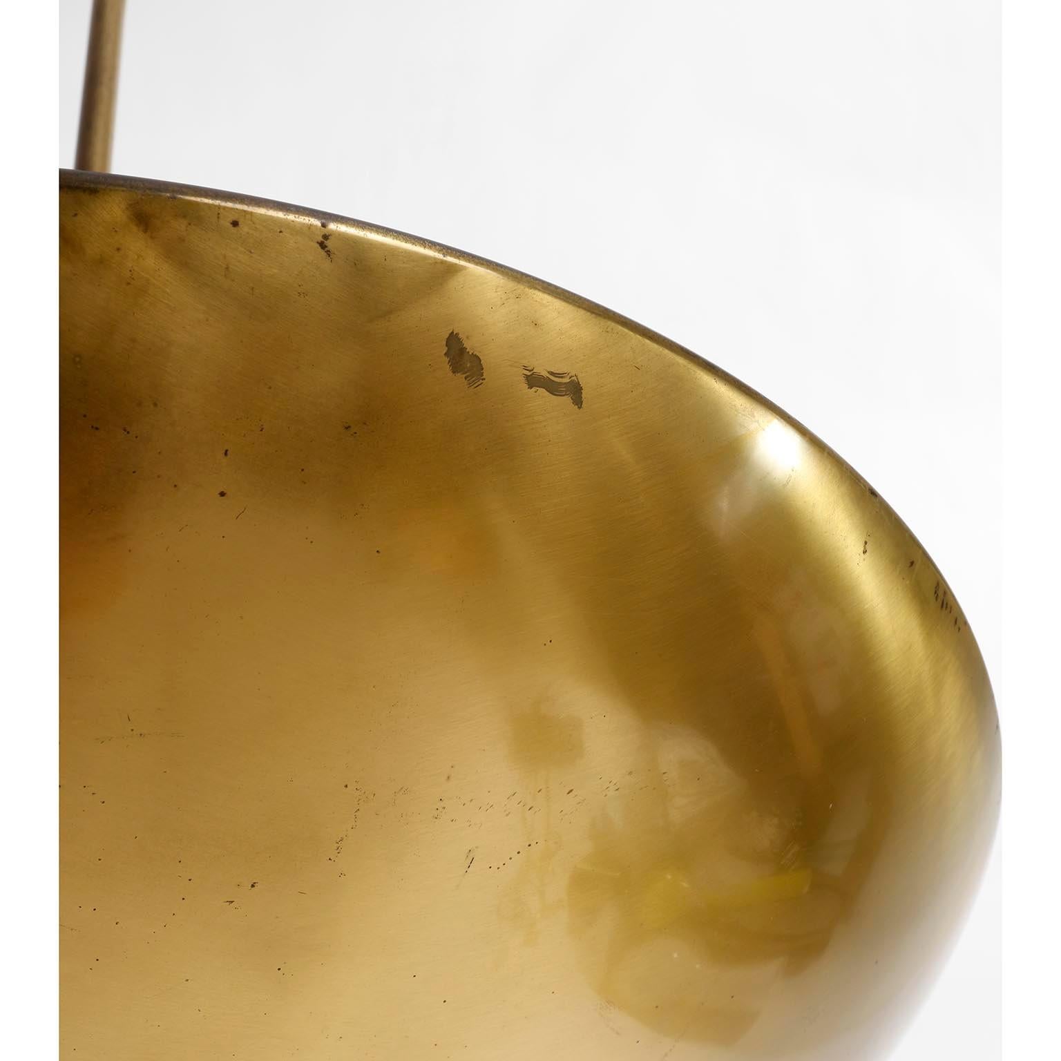 Patinated Brass Uplight Bowl Chandelier Pendant Light by J.T. Kalmar, 1960 For Sale 3
