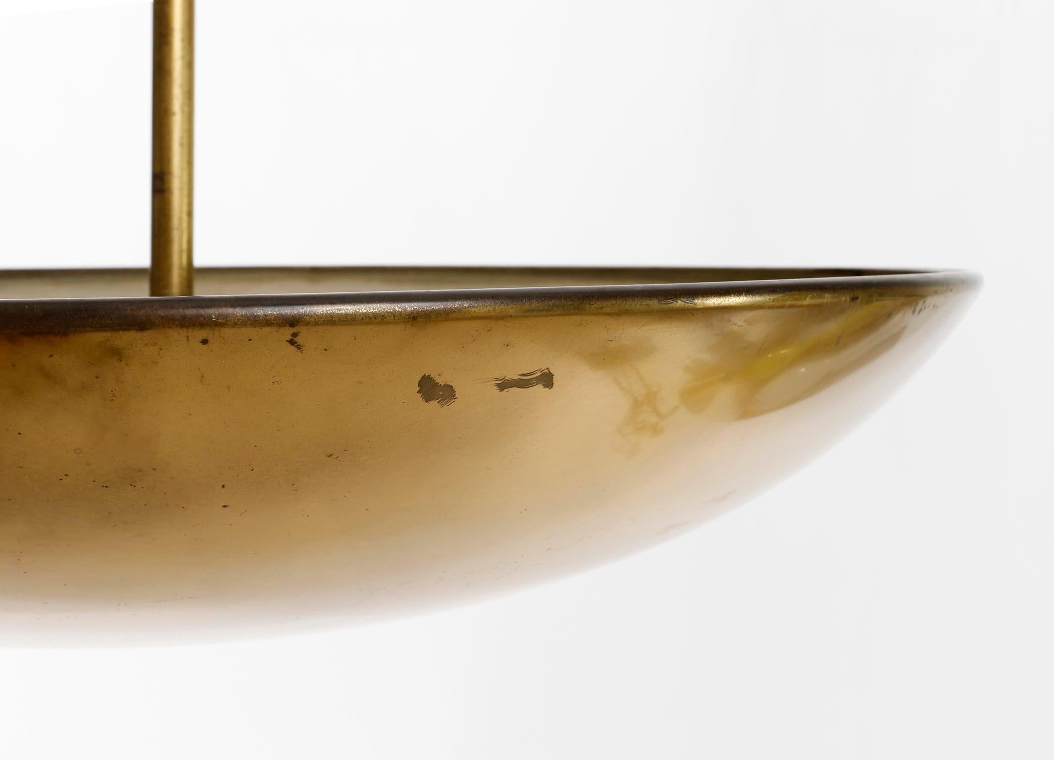 Patinated Brass Uplight Bowl Chandelier Pendant Light by J.T. Kalmar, 1960 For Sale 6
