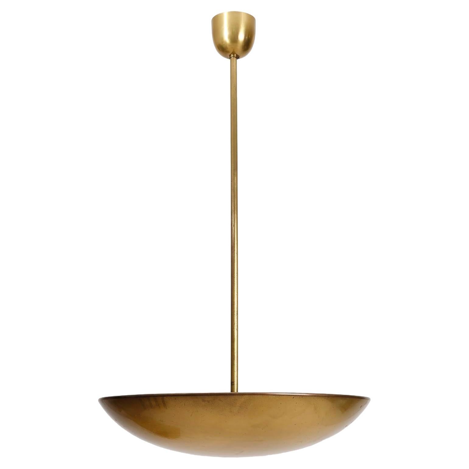Patinated Brass Uplight Bowl Chandelier Pendant Light by J.T. Kalmar, 1960 In Good Condition For Sale In Hausmannstätten, AT