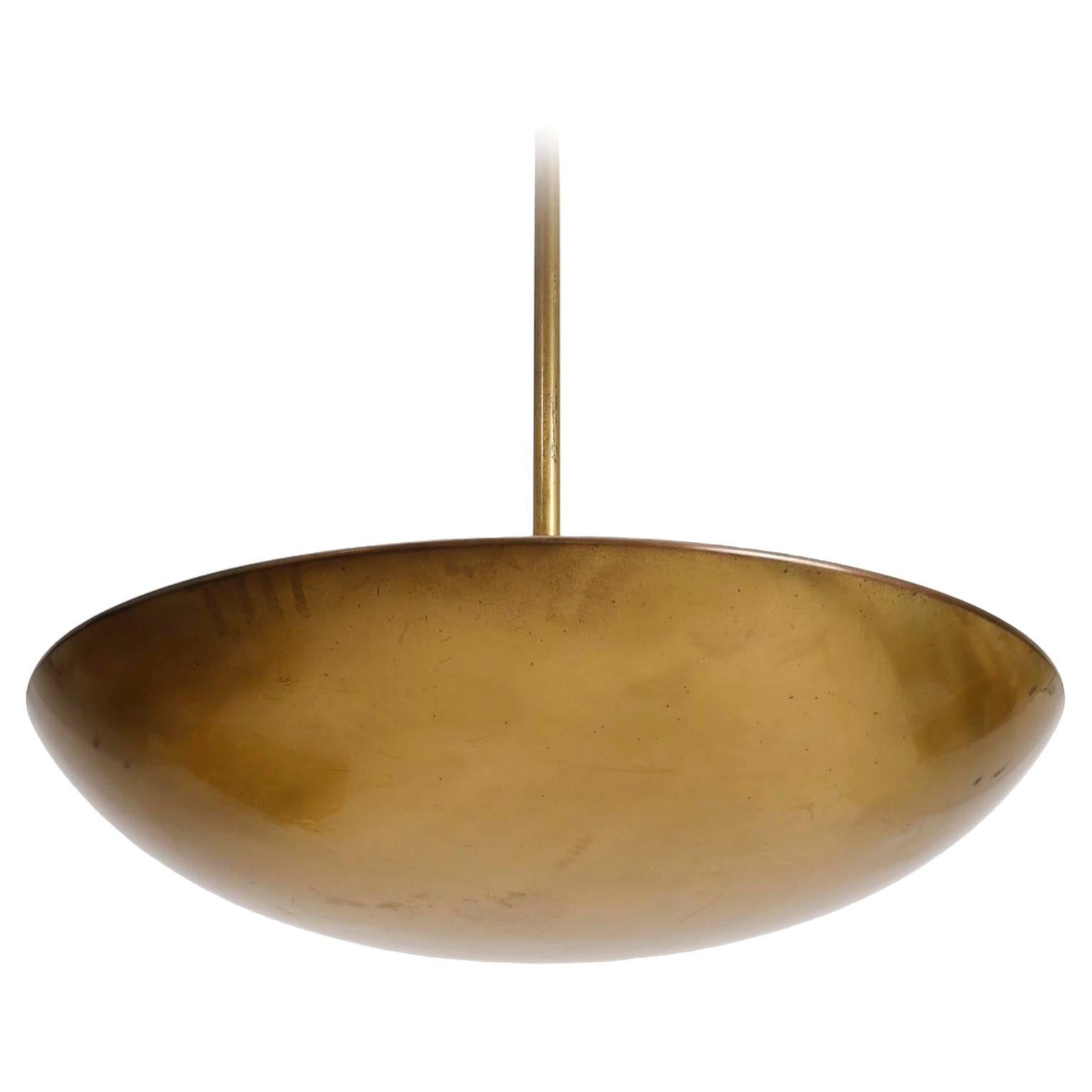 Patinated Brass Uplight Bowl Chandelier Pendant Light by J.T. Kalmar, 1960