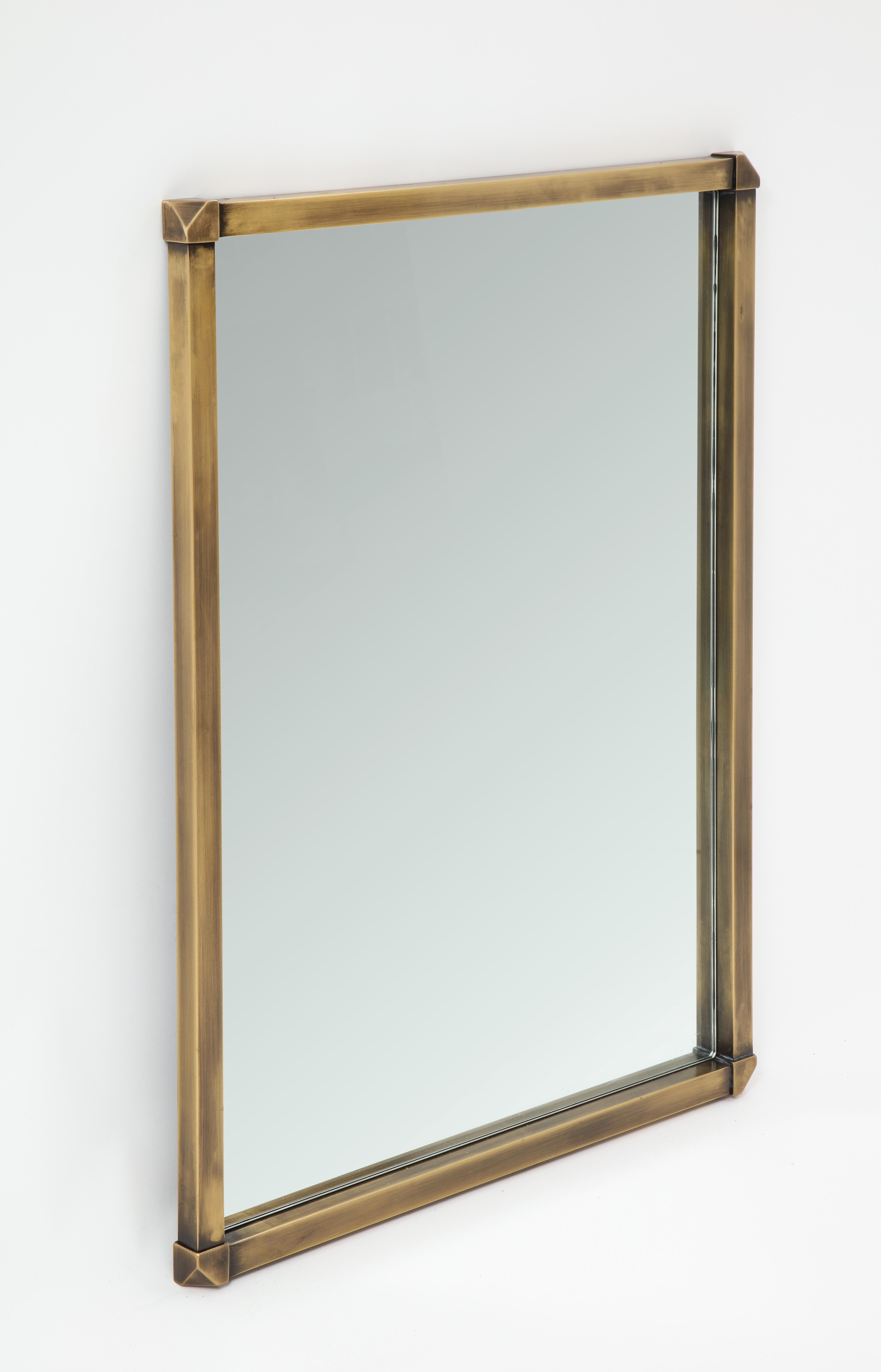 Patinated Brass Vintage Jansen Mirror In Good Condition In New York, NY