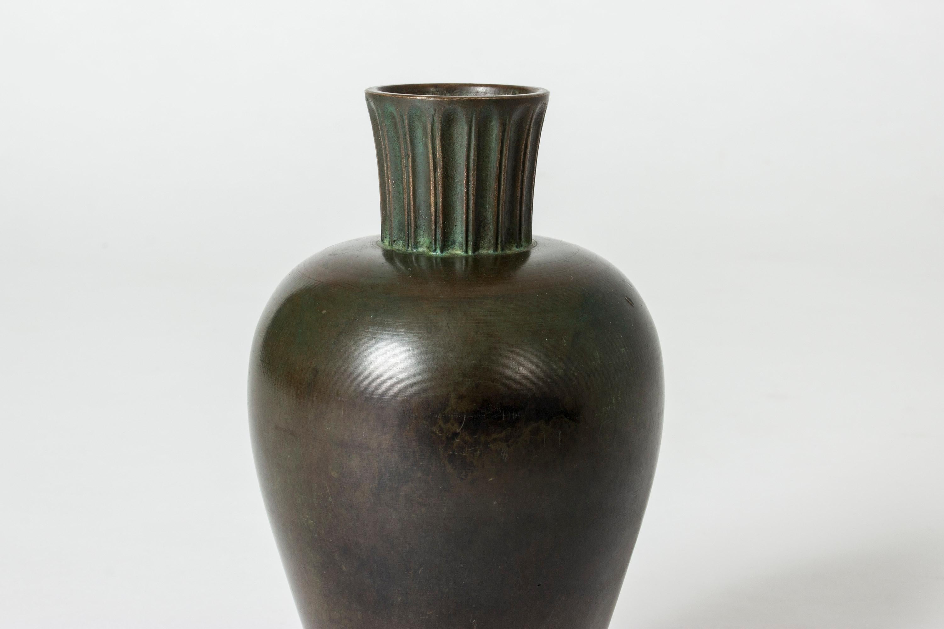Swedish Patinated Bronze 1930s Vase from GAB