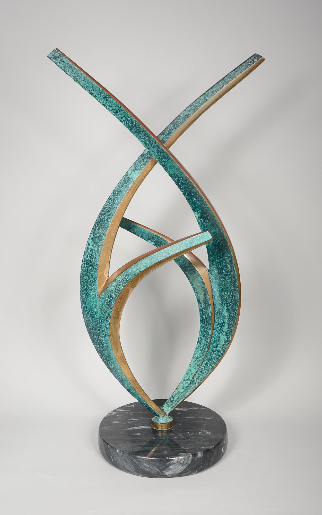 American Patinated Bronze Abstract Sculpture by Bob Bennett